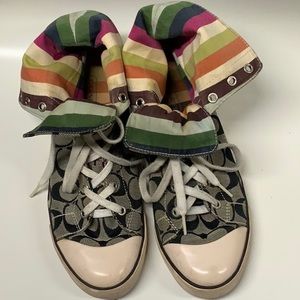 Coach Logo Canvas High Top Bonney Sneakers